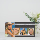 Abschluss Ankündigung von Foto-Karten | Schwarz (Stehend Vorderseite)