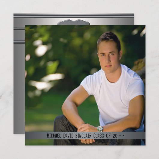 Abschluss-Ankündigung von Metal Boys Foto Einladung (Vorne/Hinten)