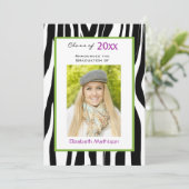 Abschluss Ankündigung Zebra Foto Einladung (Stehend Vorderseite)