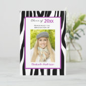 Abschluss Ankündigung Zebra Foto Einladung (Stehend Vorderseite)