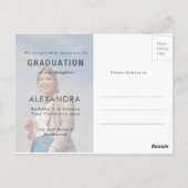 Abschluss Annoucement Modernes Grad Foto Postkarte (Rückseite)