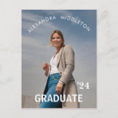 Abschluss Annoucement Modernes Grad Foto Postkarte (Vorderseite)