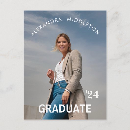 Abschluss Annoucement Modernes Grad Foto Postkarte (Vorderseite)