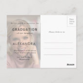 Abschluss Annoucement Pink Modernes Grad Foto Postkarte (Rückseite)
