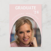 Abschluss Annoucement Pink Modernes Grad Foto Postkarte (Vorderseite)