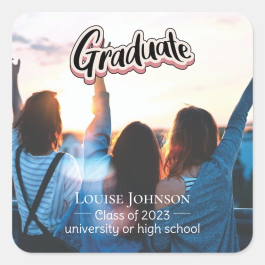 Abschluss Announcement Class 2023 Quadratischer Aufkleber (Vorderseite)