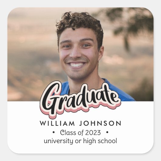 Abschluss Announcement Class 2023 Quadratischer Aufkleber (Vorderseite)