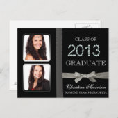Abschluss Announcement Class of 2013 Glitz Glam Ankündigungspostkarte (Vorne/Hinten)