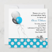 Abschluss Aqua polka dot border Einladung (Rückseite)