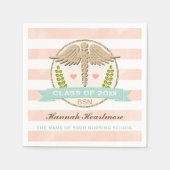 Abschluss Aqua und Coral Caduceus Nurse Serviette (Vorderseite)