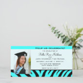 Abschluss Aqua Zebra Fotokarte (Stehend Vorderseite)