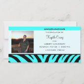 Abschluss Aqua Zebra Fotokarte Ankündigung (Vorderseite)