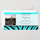 Abschluss Aqua Zebra Fotokarte Ankündigung (Vorne/Hinten)