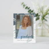 Abschluss Aquamarin Gray Ankündigung Postkarte (Stehend Vorderseite)