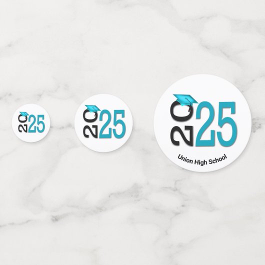 Abschluss aquamarin und Schwarz 2025 Konfetti (Rückseiten)