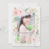 Abschluss | Aquarellblau Blush Rose Bloral Einladung (Vorderseite)