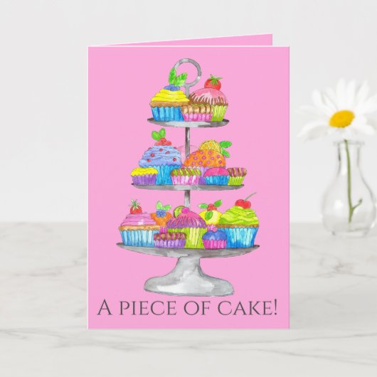 Abschluss Aquarellkuchen Karte (Kleine Pflanze)