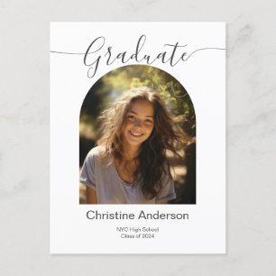 Abschluss-Arch-Foto für Minimalistische Skripttype Ankündigungspostkarte