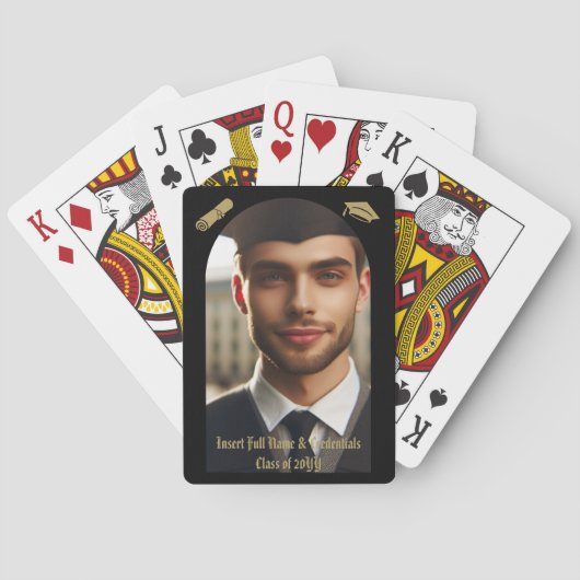 Abschluss Arch Foto, Gold Cap & Tassel, Diplom Spielkarten (Rückseite)