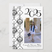 Abschluss Art Deco Schwarz-weiße Ankündigung (Vorderseite)