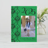 Abschluss Art Deco Schwarzer Roter Abend Ankündigu Einladung (Stehend Vorderseite)