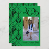 Abschluss Art Deco Schwarzer Roter Abend Ankündigu Einladung (Vorne/Hinten)