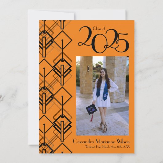 Abschluss Art Deco Schwarzes Orange Ankündigung (Vorderseite)