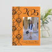 Abschluss Art Deco Schwarzes Orange Ankündigung (Stehend Vorderseite)