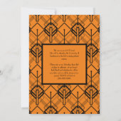 Abschluss Art Deco Schwarzes Orange Ankündigung (Rückseite)