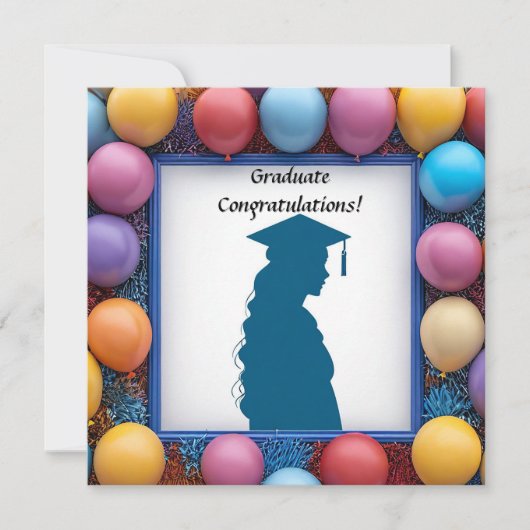 Abschluss Artwork mit Balloons Einladung (Vorderseite)