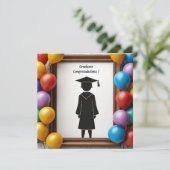 Abschluss Artwork mit Balloons Einladung (Stehend Vorderseite)