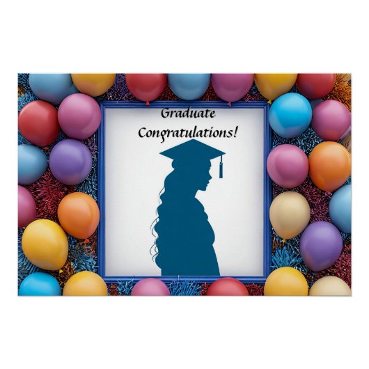 Abschluss Artwork mit Balloons Poster (Vorderseite)