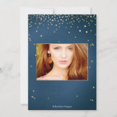 Abschluss, auf die Sterne Einladung wünschen, blau (Rückseite)