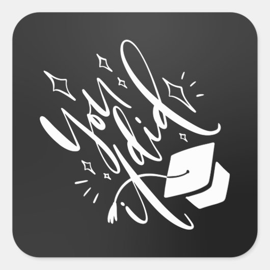 Abschluss Aufkleber. Geschenkidee oder Party-Dekor Quadratischer Aufkleber (Vorderseite)