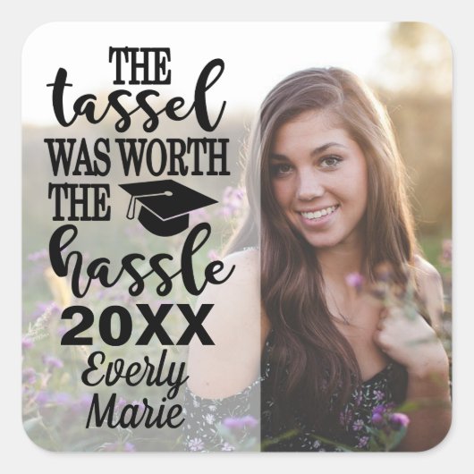 Abschluss-Aufkleber mit Foto Quadratischer Aufkleber (Vorderseite)