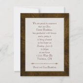 Abschluss aus braunem Leder Einladung (Rückseite)