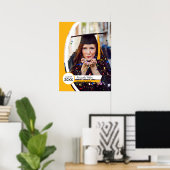 Abschluss aus gelb gekrümmten Rahmen mit Foto Poster (Heimbüro)