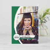 Abschluss aus grün gekrümmten Rahmen Foto Einladung (Stehend Vorderseite)