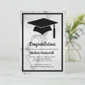 Abschluss aus klassischem Marmor - Schwarz Einladung (Stehend Vorderseite)