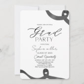 Abschluss aus Party, Minimalistisch, schwarz und w Einladung (Vorderseite)