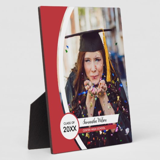 Abschluss aus rotem Rahmen mit Foto (Seite)