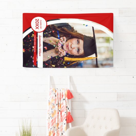 Abschluss aus rotem Rahmen mit Foto Banner (Insitu)