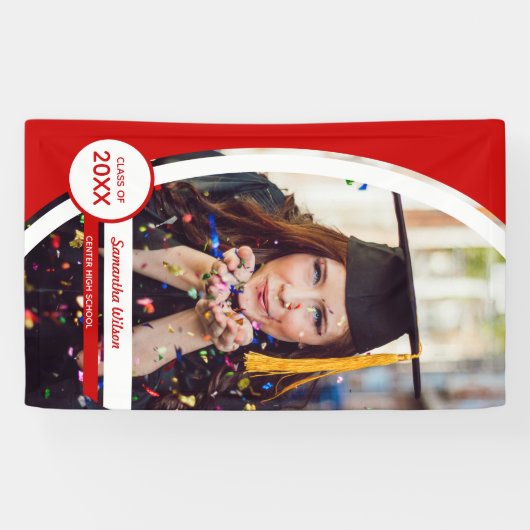 Abschluss aus rotem Rahmen mit Foto Banner (Horizontal)