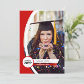 Abschluss aus rotem Rahmen mit Foto Einladung (Stehend Vorderseite)