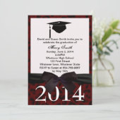 Abschluss aus schwarzem Ribbon und rotem Leopard Einladung (Stehend Vorderseite)