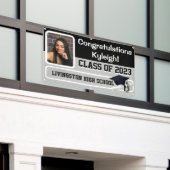 Abschluss aus schwarzem und grauem Vinyl Banner (Äußeres Gebäude)