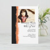 Abschluss aus schwarzem und orangefarbenem Torn Einladung (Stehend Vorderseite)