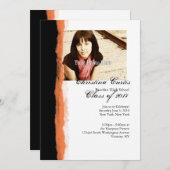 Abschluss aus schwarzem und orangefarbenem Torn Einladung (Vorne/Hinten)