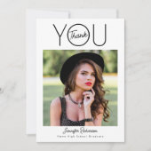 Abschluss aus schwarzem und weißem Foto Dankeskarte (Vorderseite)