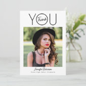 Abschluss aus schwarzem und weißem Foto Dankeskarte (Stehend Vorderseite)